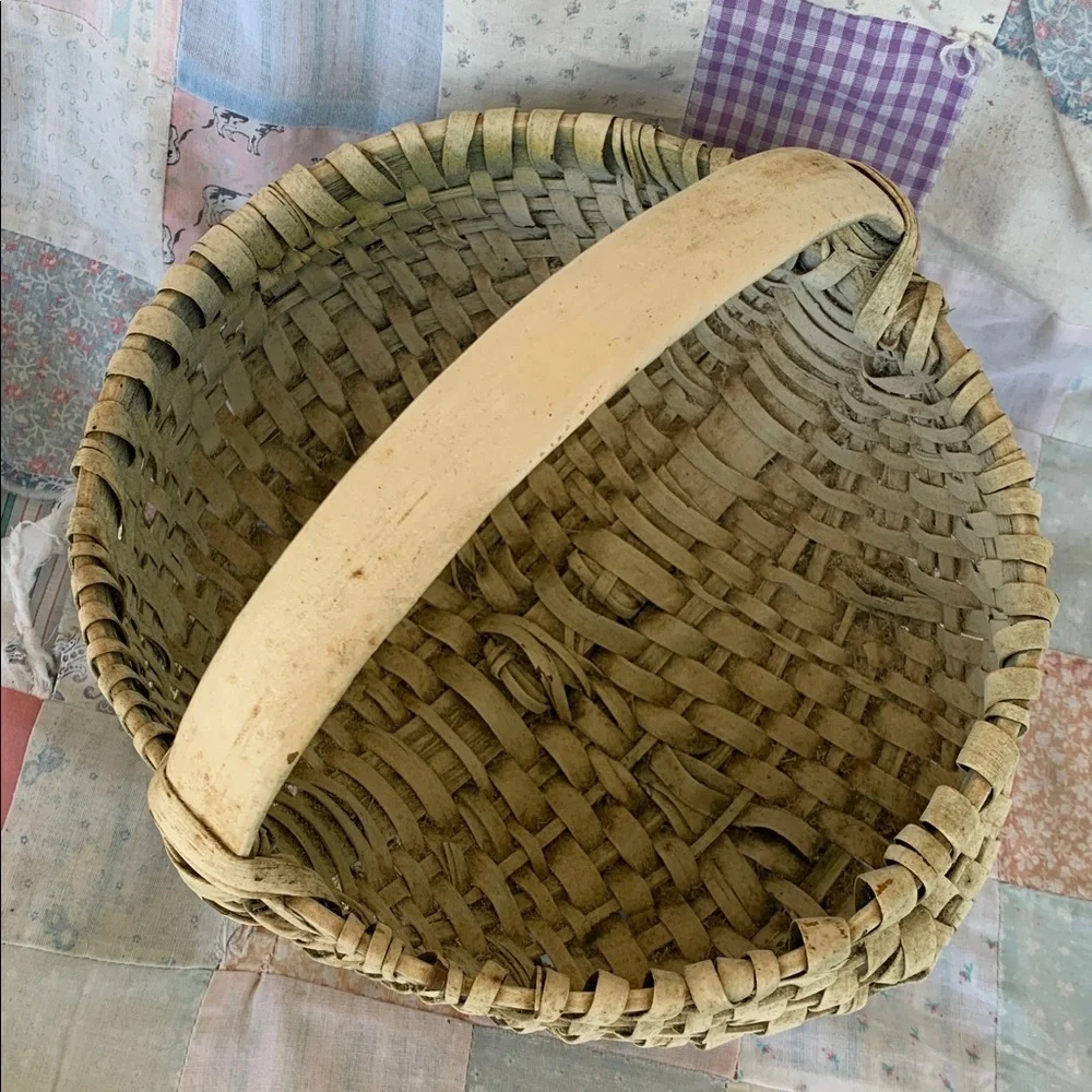 Splint Oak Basket Antique Buttocks Primitive Egg Gathering Farmhouse Farm Split